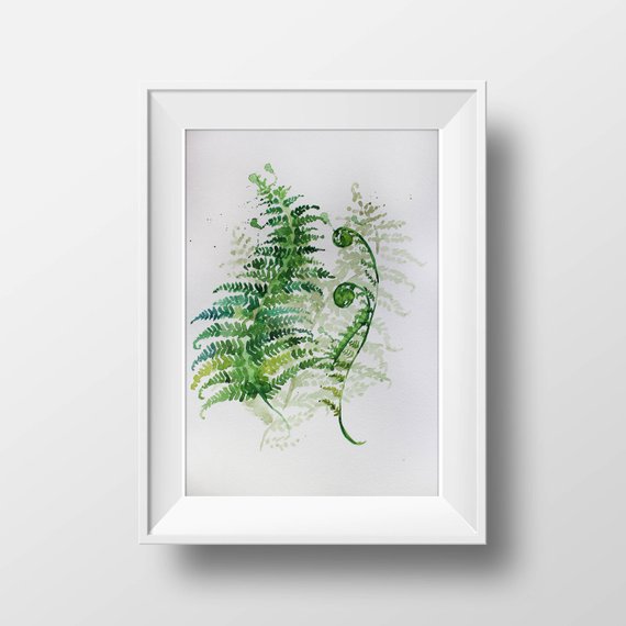 570x570 Watercolor Print Minimalism Art Fern Art Watercolor Art Etsy - Fern Watercolor