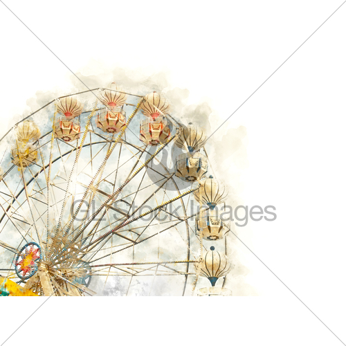 500x500 Ferris Wheel Watercolor Effect Image Gl Stock Images - Ferris Wheel Watercolor
