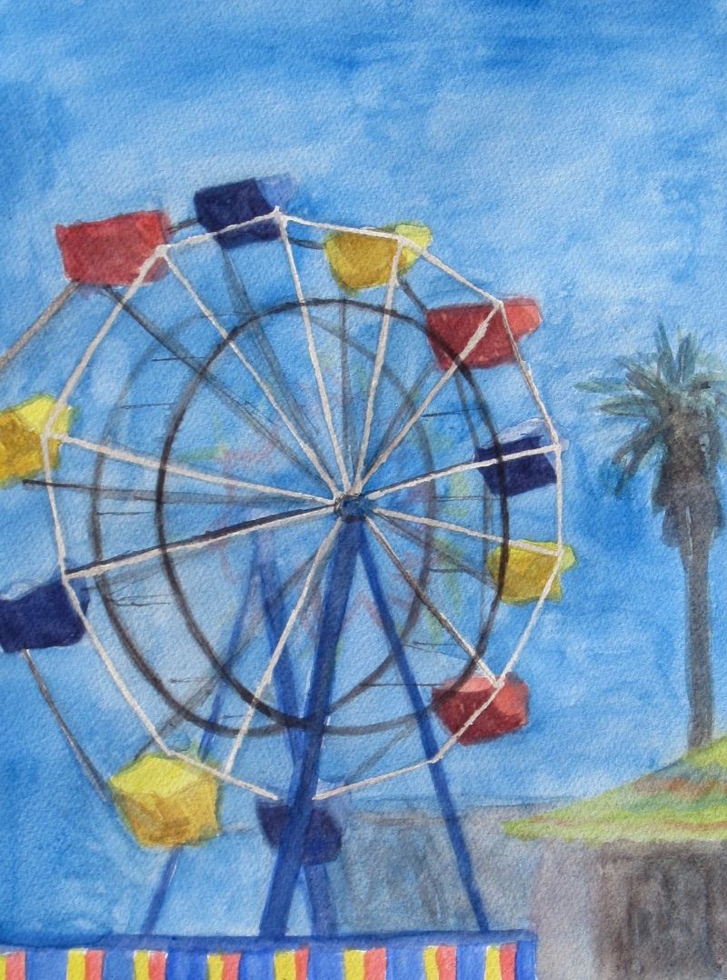 800x1078 Ferris Wheel. Watercolor On Paper. 12 X 9. For Landscape Painting - Ferris Wheel Watercolor