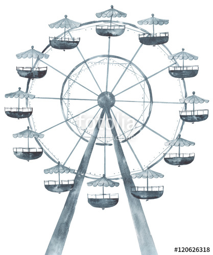 417x500 Ferris Wheel Watercolor Illustration Stock Photo And Royalty Free - Ferris Wheel Watercolor