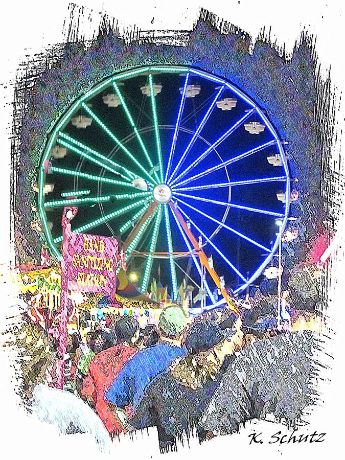 675x900 Watercolor Ferris Wheel Digital Art By Kelly Schutz - Ferris Wheel Watercolor