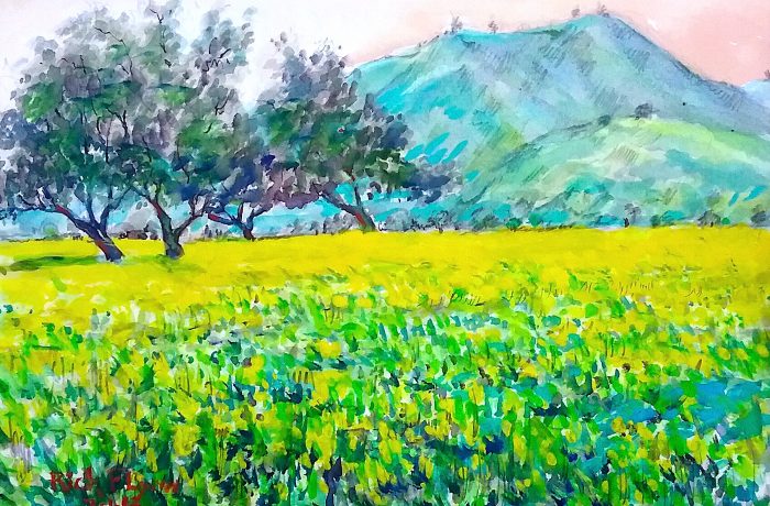 700x460 Mustard Field Watercolor 11 X 14 2 2 17 - Field Watercolor