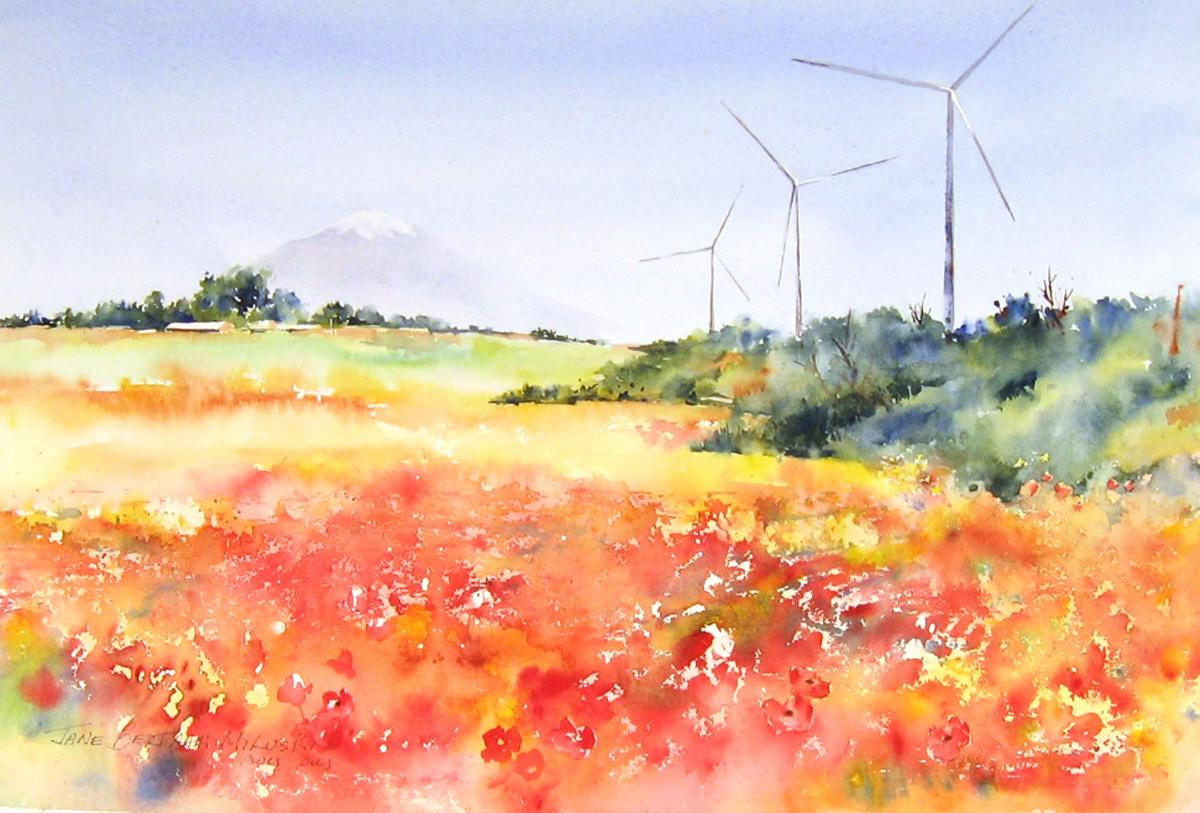 1200x813 Sicilian Poppy Field Jane B. Miluski Watercolor - Field Watercolor