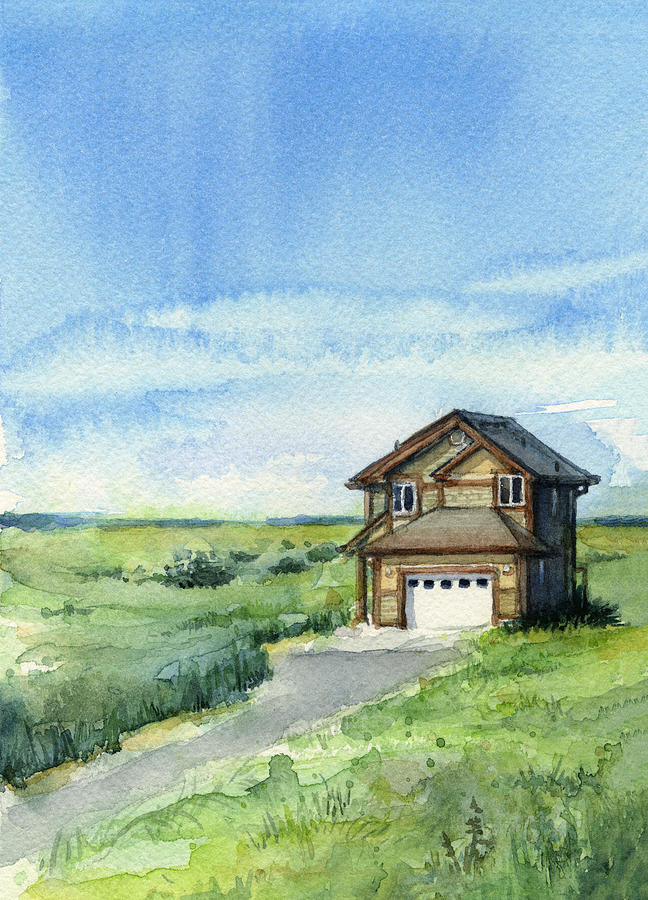648x900 Vacation House In A Field - Field Watercolor