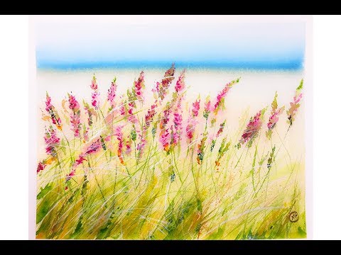 480x360 Watercolor Field Of Flowers Painting Tutorial - Field Watercolor