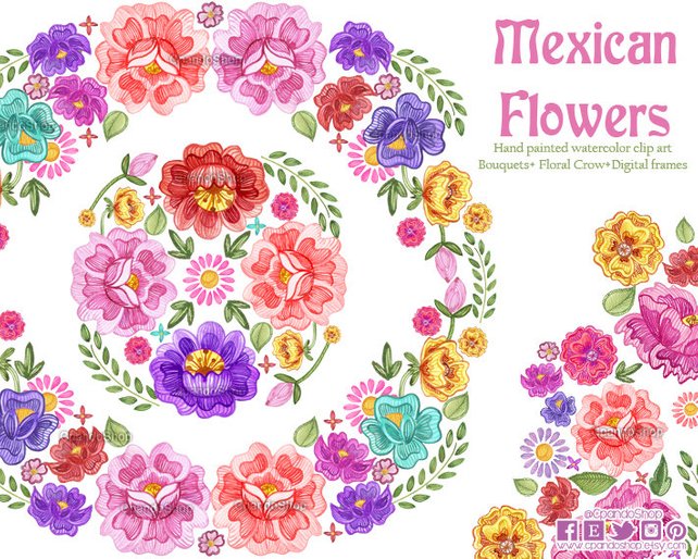 642x514 Fiesta Digital Clipart Spanish Mexican Clipart Mexican Etsy - Fiesta Watercolor