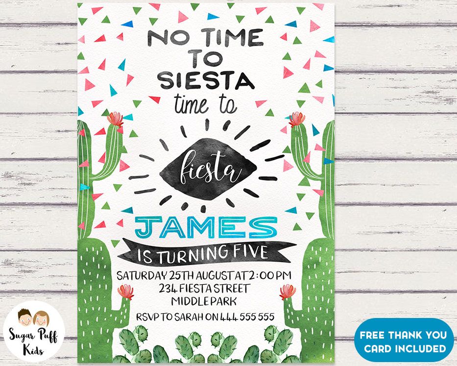 933x747 Boys Watercolor Fiesta Birthday Invitation, Fiesta Watercolor - Fiesta Watercolor