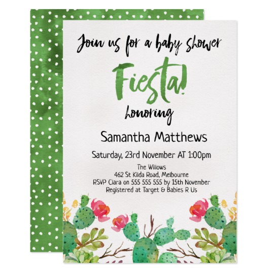540x540 Watercolor Fiesta Cactus Baby Shower Invitation - Fiesta Watercolor
