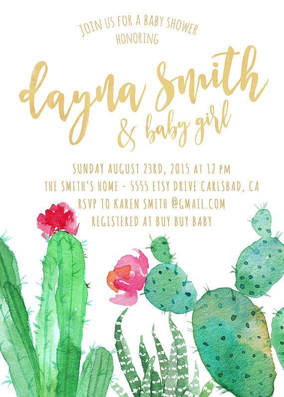 570x798 Cactus Baby Shower Invitation, Fiesta, Watercolor, Mexican - Fiesta Watercolor