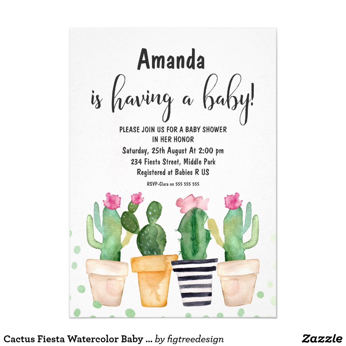 1106x1106 Cactus Fiesta Watercolor Baby Shower Invitation { Oh Baby - Fiesta Watercolor