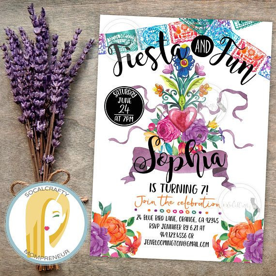 570x570 Fiesta Birthday Party Invitation Fiesta Invitation Watercolor - Fiesta Watercolor