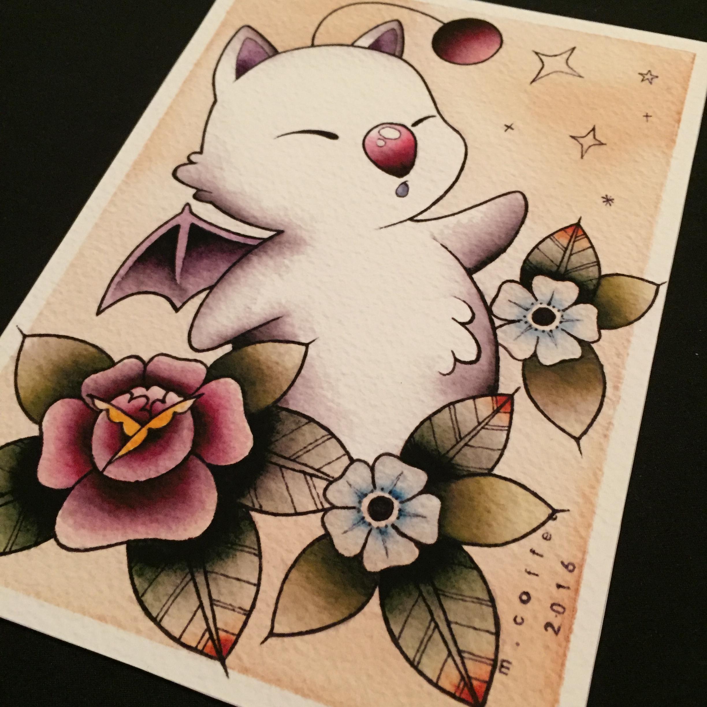 2448x2448 Final Fantasy Moogle Watercolor - Final Fantasy Watercolor