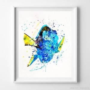 300x300 Dory Finding Nemo Wall Art Disney Watercolor Poster Home Decor - Finding Nemo Watercolor