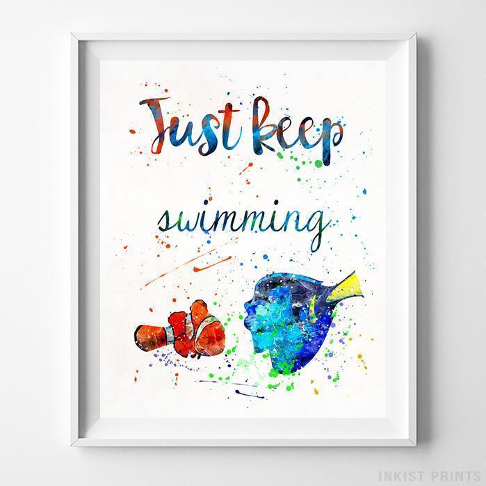 699x699 Finding Nemo Quote Type 2 Wall Art Disney Watercolor Poster Home - Finding Nemo Watercolor
