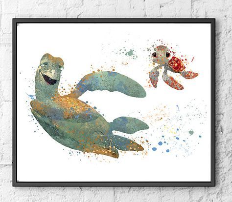 474x414 Finding Nemo Watercolor Print, Movie Poster, Disney Art, Pixar - Finding Nemo Watercolor