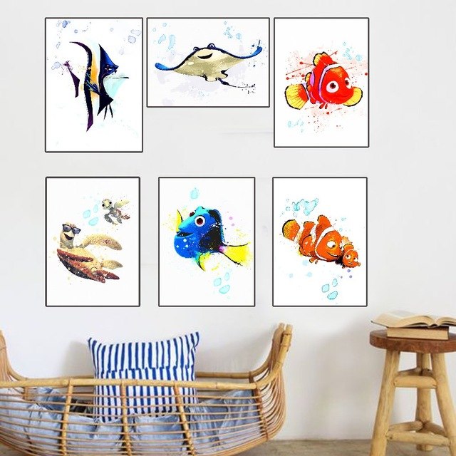 640x640 Finding Nemo Original Design Watercolor Art Poster Non Woven Paper - Finding Nemo Watercolor