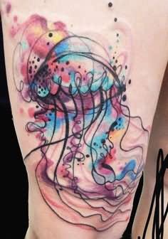 236x336 Jelly Fish Watercolor Tattoo - Fish Watercolor Tattoo
