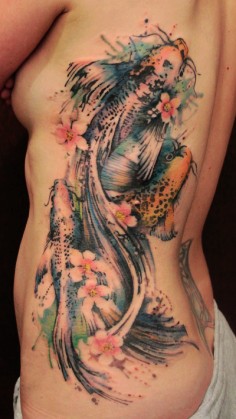 236x419 2014 Rib Side Fish Watercolor Tattoo Really Surprise You Search - Fish Watercolor Tattoo