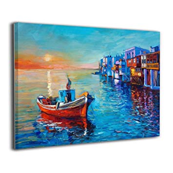 355x355 Little Monster Watercolor Fishing Boat Framed And - Fishing Boat Watercolor