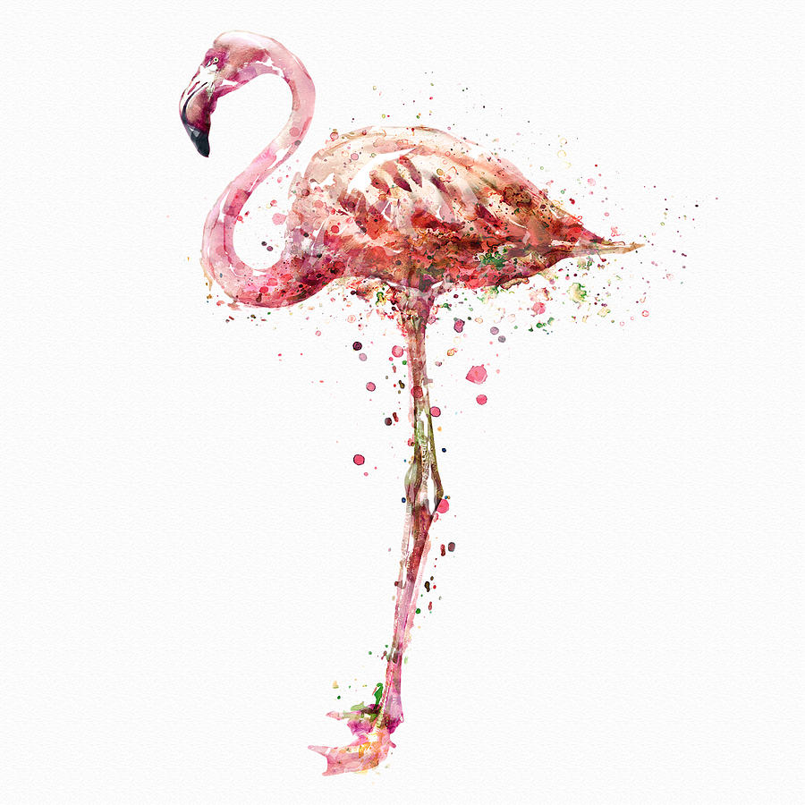 900x900 Flamingo Watercolor Painting Painting By Marian Voicu - Flamingo Watercolor