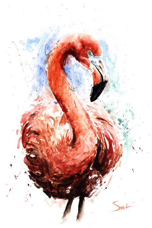 500x750 Flamingo Watercolor Print Watercolor Animal Paintings - Flamingo Watercolor