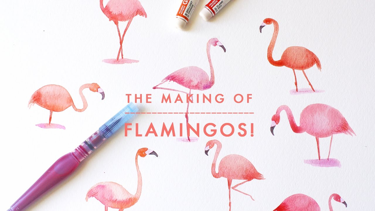1280x720 How To Watercolor X Pink Flamingos! Pattern Design - Flamingo Watercolor