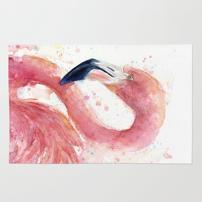 700x700 Pink Flamingo Watercolor Rug By Olechka Society6 - Flamingo Watercolor