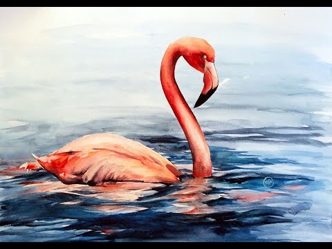 480x360 Watercolor Flamingo Painting Demonstration - Flamingo Watercolor