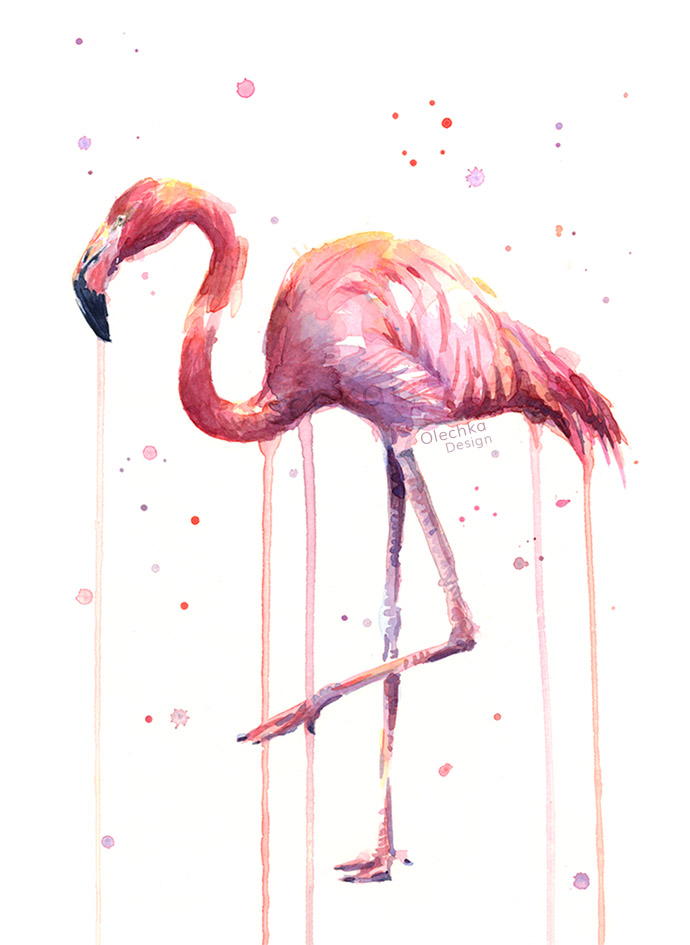 690x945 Flamingo Art Olechka Design - Flamingo Watercolor