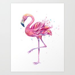 264x264 Flamingo Watercolor Art Prints Society6 - Flamingo Watercolor Art