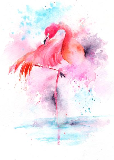 400x560 Pin By Wiktoria On Inspiracja Flamingo - Flamingo Watercolor Art