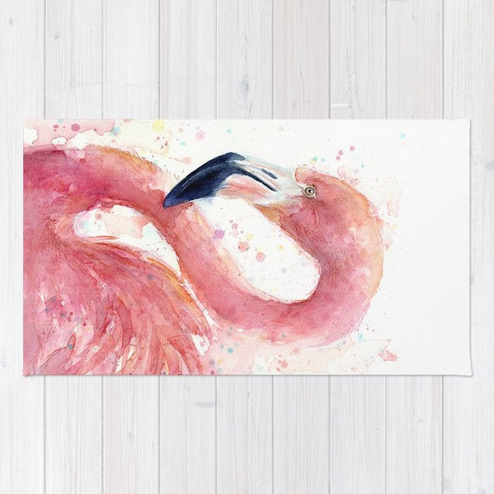 700x700 Pink Flamingo Watercolor Rug By Olechka Society6 - Flamingo Watercolor Art
