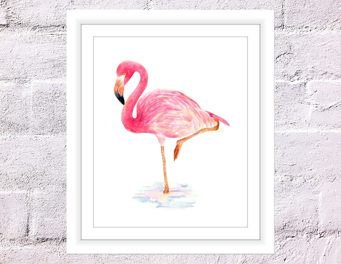 690x534 Flamingo Print, Watercolour Pink Breezy Bird Goodies - Flamingo Watercolor Art
