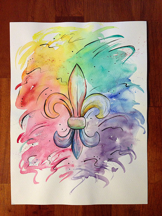 567x756 Fleur De Lis Watercolor Painting Art Watercolor - Fleur De Lis Watercolor