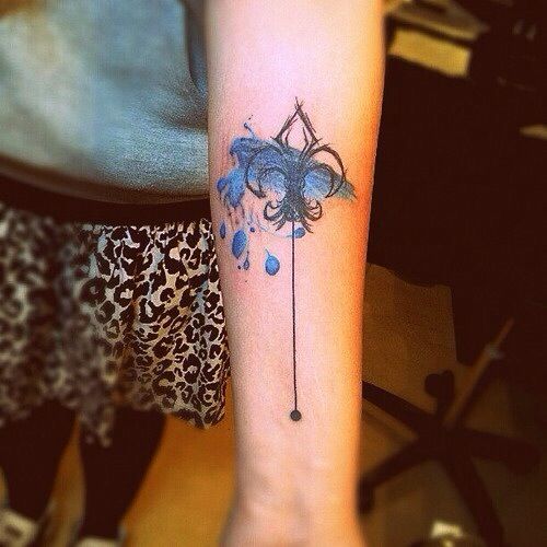 500x500 Fleur De Lis Watercolor Wash Painted Lady Tattoo - Fleur De Lis Watercolor