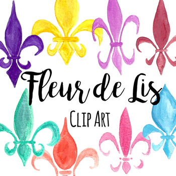 350x350 Hand Painted Watercolor Mardi Gras Fleur De Lis Clip Art By - Fleur De Lis Watercolor