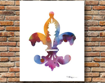 340x270 Items Similar To Ruby Fleur De Lis Art 925 Sterling Silver Gothic - Fleur De Lis Watercolor