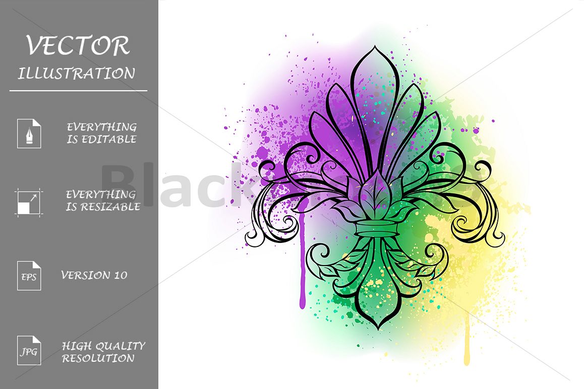 1158x772 Lily With Watercolor ( Mardi Gras Fleur De Lis ) - Fleur De Lis Watercolor
