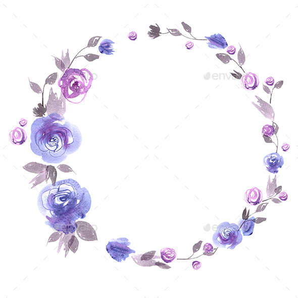 590x590 Watercolor Floral Frame By Elena Efremova Graphicriver - Floral Watercolor