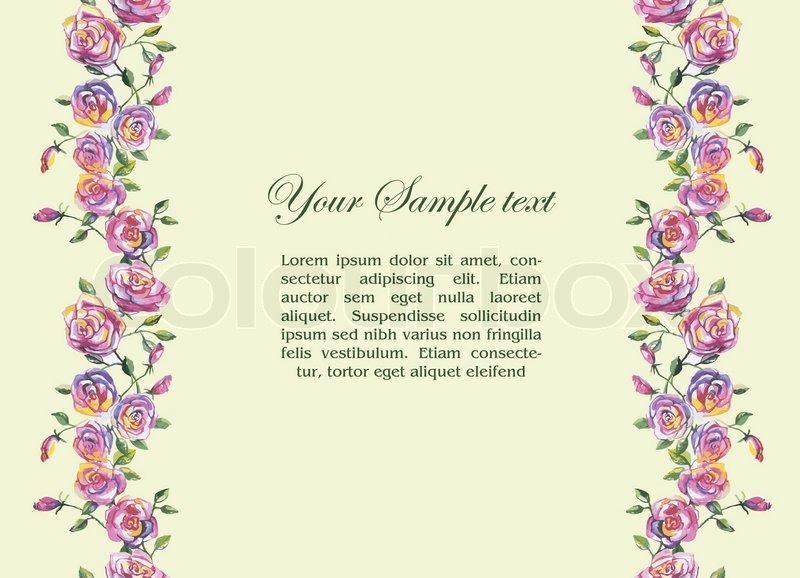 800x578 Floral Watercolor Border And Place For Your Text Stock Vector - Floral Watercolor Border