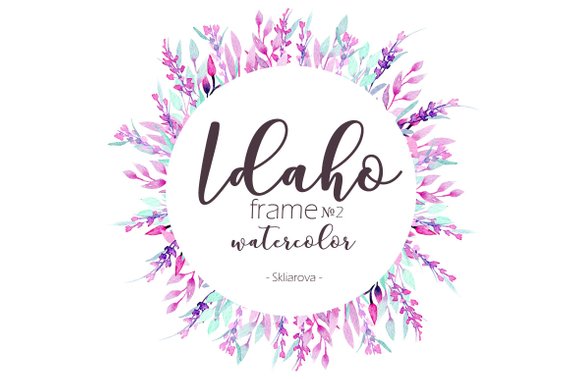 570x379 Watercolor Frame Circle Border Purple Flower Lavender Wreath Etsy - Floral Watercolor Border