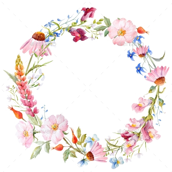 590x590 Watercolor Floral Wreath By Zenina Graphicriver - Floral Wreath Watercolor