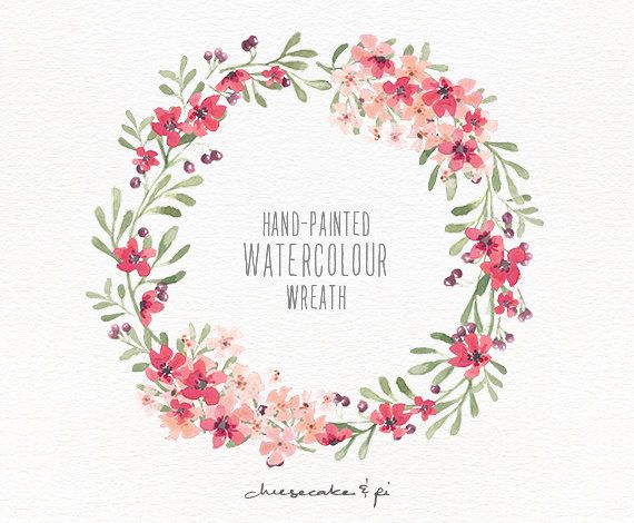 570x470 Watercolor Wreath Hand Painted Floral Wreath Clipart Wedding - Floral Wreath Watercolor