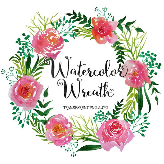642x642 Watercolor Wreath Clipart Watercolor Floral Etsy - Floral Wreath Watercolor