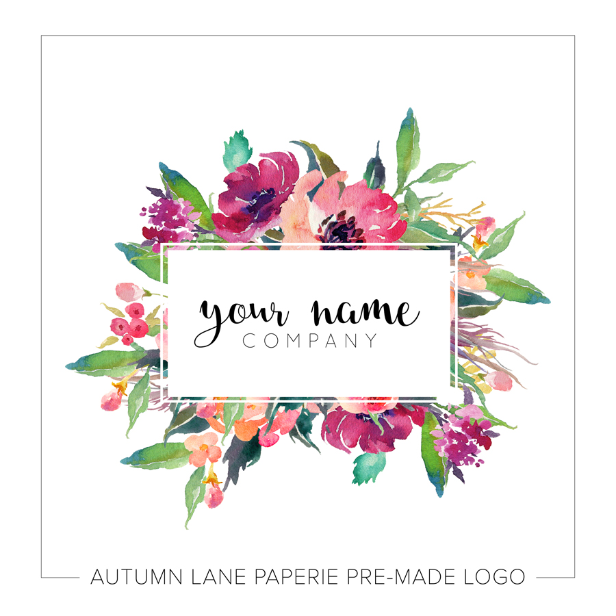 900x900 Watercolor Floral Wreath Pre Made Logo - Floral Wreath Watercolor