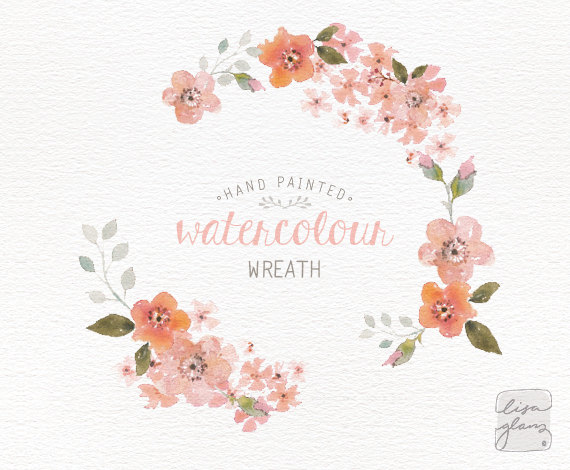 570x470 Watercolor Wreath Hand Painted Floral Wreath Clipart Wedding - Floral Wreath Watercolor