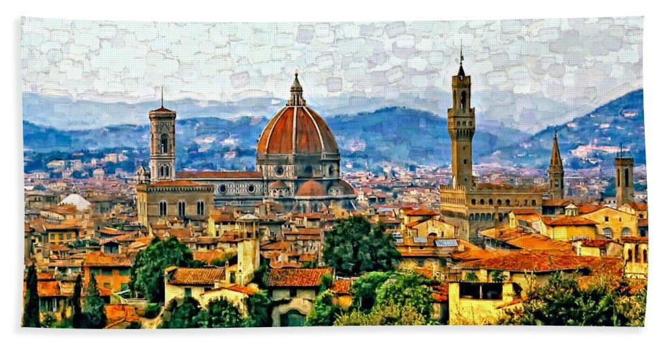967x500 Florence Watercolor Beach Sheet For Sale By Steve Harrington - Florence Watercolor