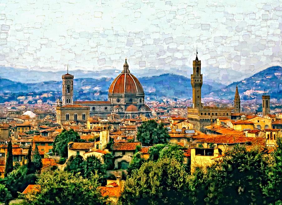 900x655 Florence Watercolor Photograph By Steve Harrington - Florence Watercolor