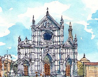 340x270 Florence Watercolor Etsy - Florence Watercolor