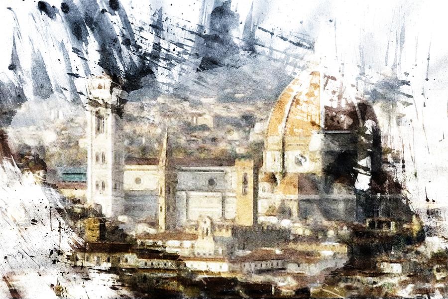 900x600 Watercolor Florence Digital Art By Andrea Barbieri - Florence Watercolor